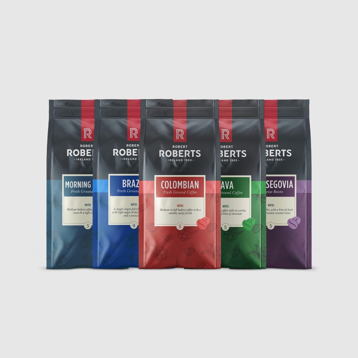 Robert Roberts Coffee Range Packaging redesign